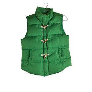 CK Bradley Green Puffer Vest With Toggle Closure Large Luxury Preppy Ski Fall